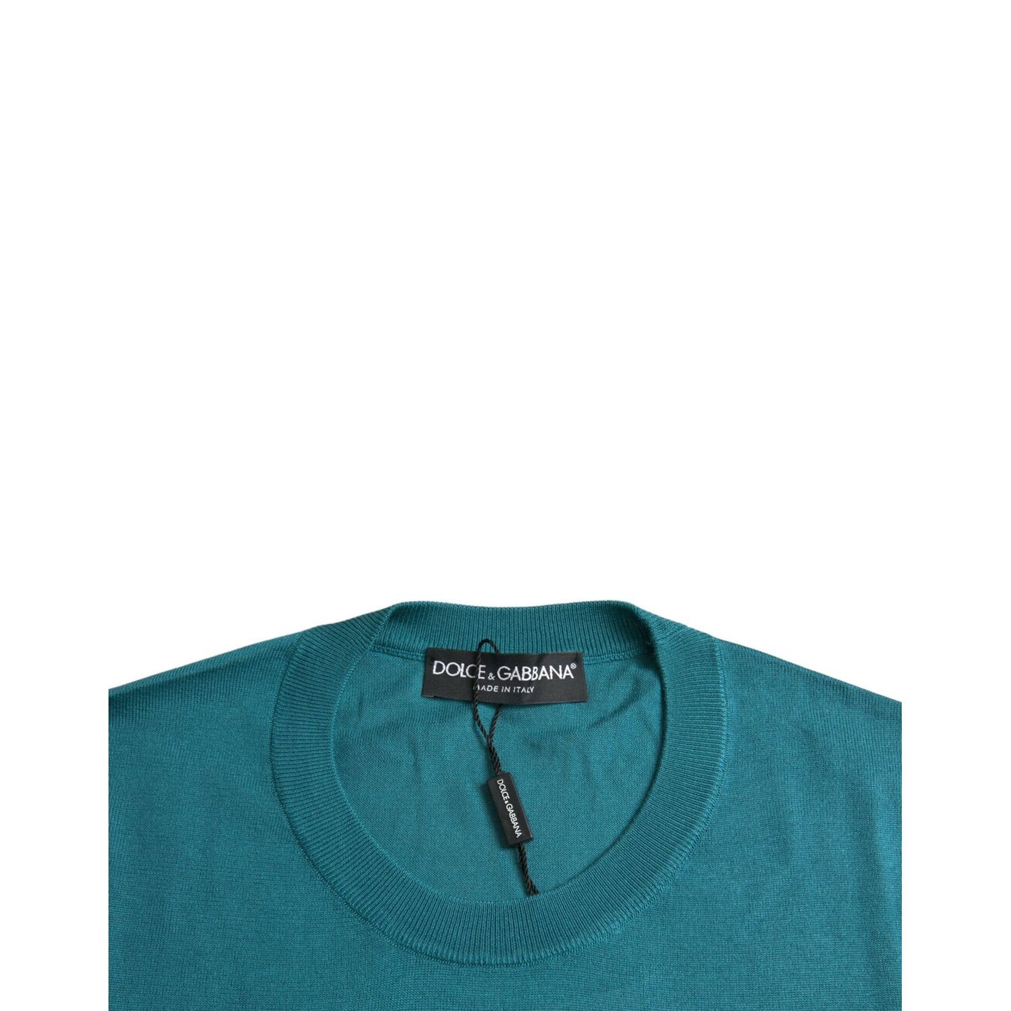 Dolce & Gabbana Dark Green Silk Crew Neck Pullover Sweater