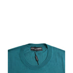 Dolce & Gabbana Dark Green Silk Crew Neck Pullover Sweater