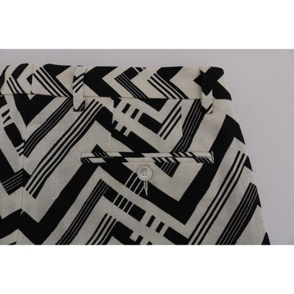 Dolce & Gabbana White Black Striped Cotton Linen Shorts