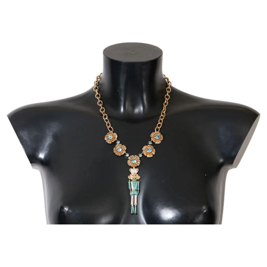 Dolce & Gabbana Elegant Gold Crystal Statement Necklace Necklace Dolce & Gabbana Dark Slate Gray