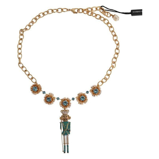 Dolce & Gabbana Elegant Gold Crystal Statement Necklace Necklace Dolce & Gabbana Antique White