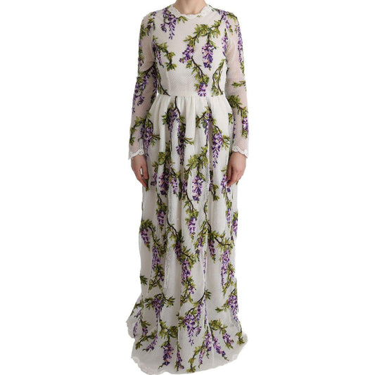 Dolce & Gabbana Elegant Maxi A-line Long Sleeve Dress Dolce & Gabbana Dark Gray
