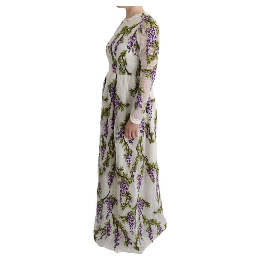 Dolce & Gabbana Elegant Maxi A-line Long Sleeve Dress Dolce & Gabbana Dark Gray