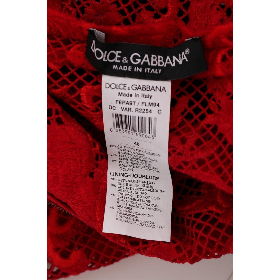 Dolce & Gabbana Elegant Red Sheath Dress with Silk Bow Belt WOMAN DRESSES Dolce & Gabbana Dark Red