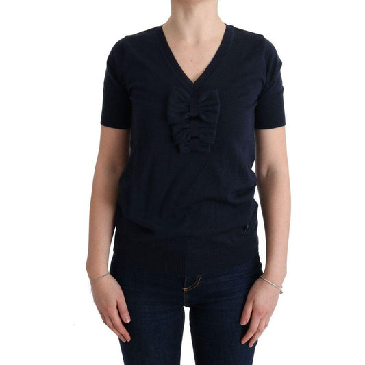MARGHI LO' Elegant Blue Wool Top - Chic Everyday Elegance MARGHI LO' Rosy Brown