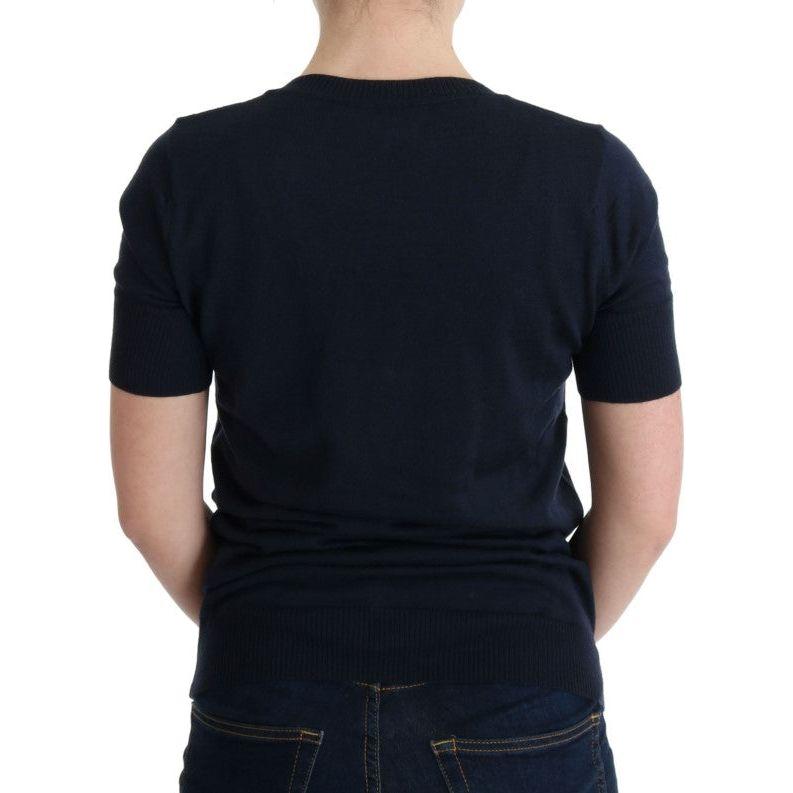 MARGHI LO' Elegant Blue Wool Top - Chic Everyday Elegance MARGHI LO' Black