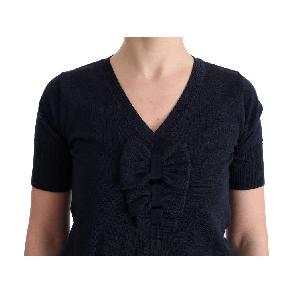MARGHI LO' Elegant Blue Wool Top - Chic Everyday Elegance MARGHI LO' Tan
