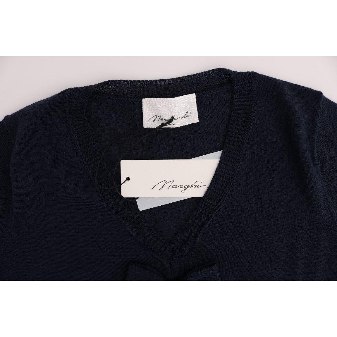 MARGHI LO' Elegant Blue Wool Top - Chic Everyday Elegance MARGHI LO' Light Gray