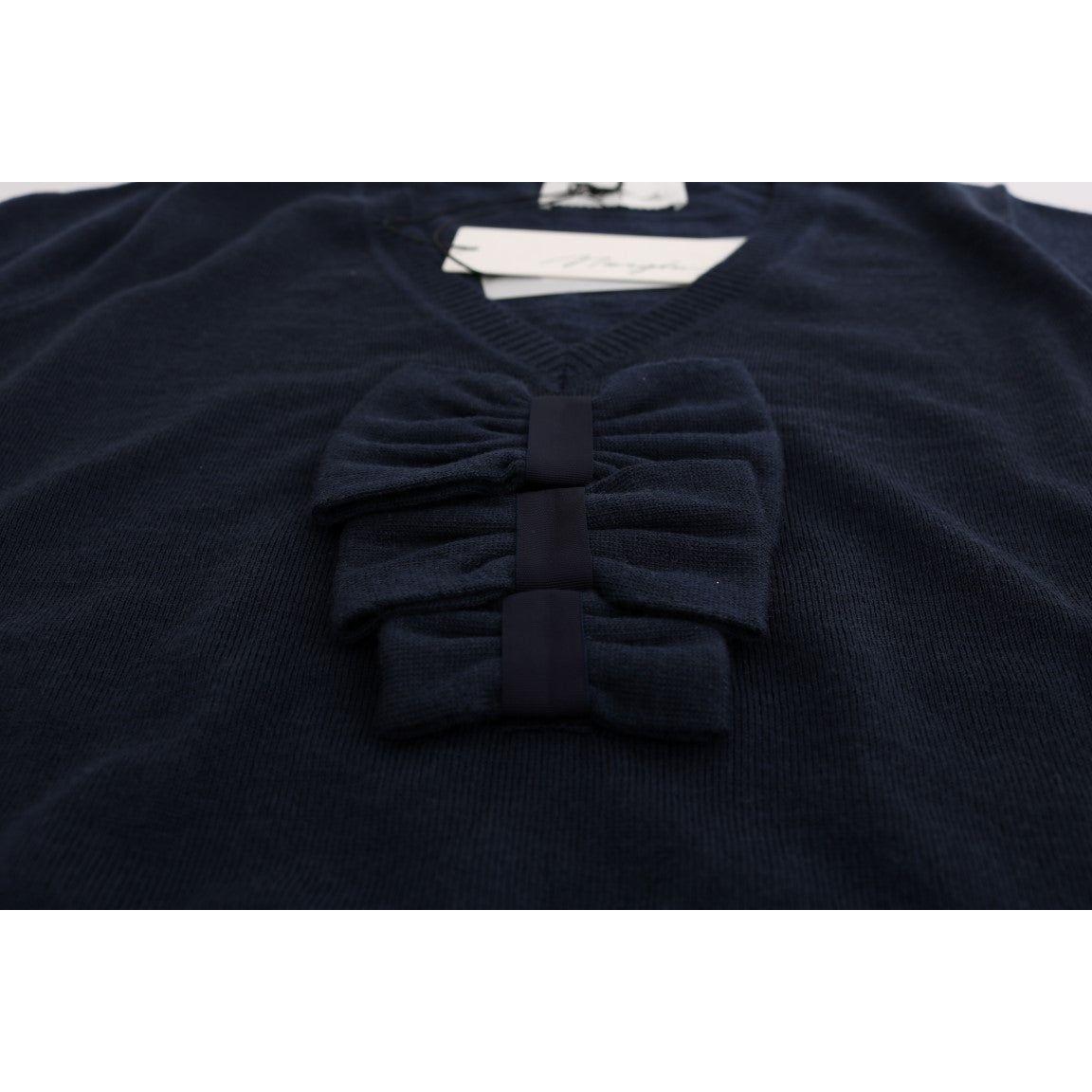 MARGHI LO' Elegant Blue Wool Top - Chic Everyday Elegance MARGHI LO' Black