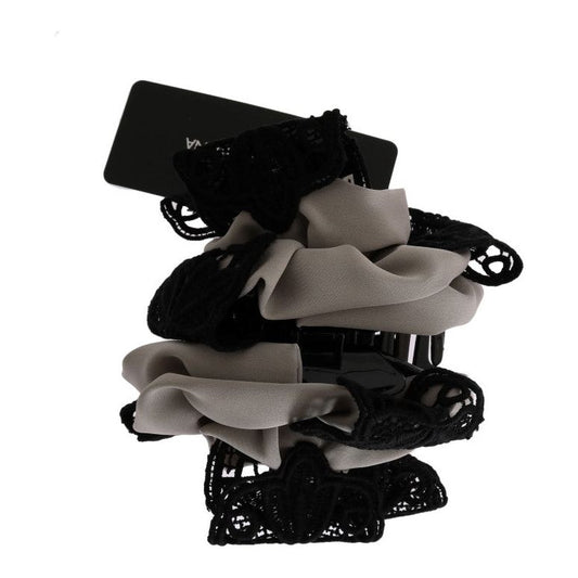 Dolce & Gabbana Elegant Floral Lace Hair Claw Dolce & Gabbana Black