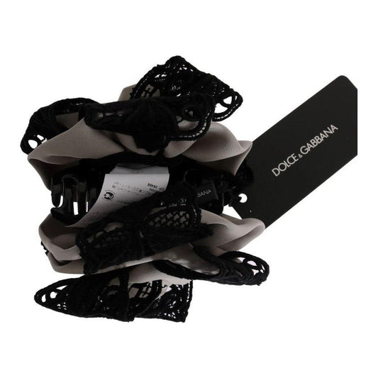 Dolce & Gabbana Elegant Floral Lace Hair Claw Dolce & Gabbana Black