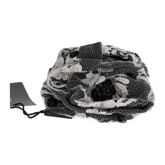 Dolce & Gabbana Elegant Black & White Floral Lace Crystal Hair Claw Dolce & Gabbana Dark Slate Gray