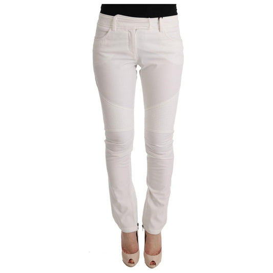 Ermanno Scervino Chic White Slim Fit Cotton Pants Ermanno Scervino Light Gray