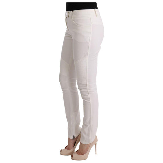 Ermanno Scervino Chic White Slim Fit Cotton Pants Ermanno Scervino Gray