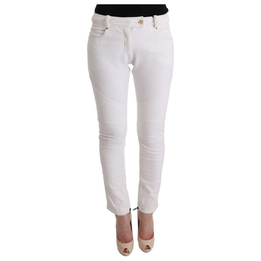 Ermanno Scervino Chic White Slim Fit Cotton Pants Ermanno Scervino Light Gray
