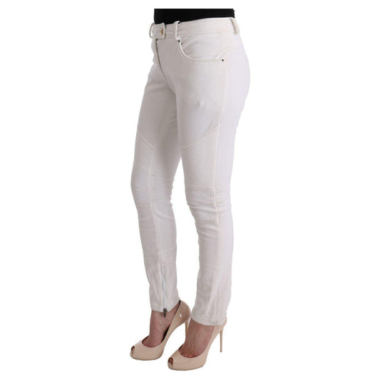 Ermanno Scervino Chic White Slim Fit Cotton Pants Ermanno Scervino Gray