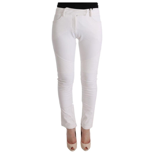 Ermanno Scervino Chic White Slim Fit Cotton Trousers Ermanno Scervino Light Gray