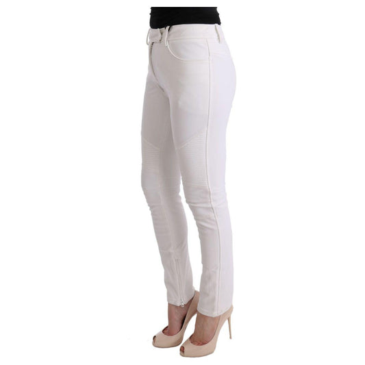 Ermanno Scervino Chic White Slim Fit Cotton Trousers Ermanno Scervino Gray