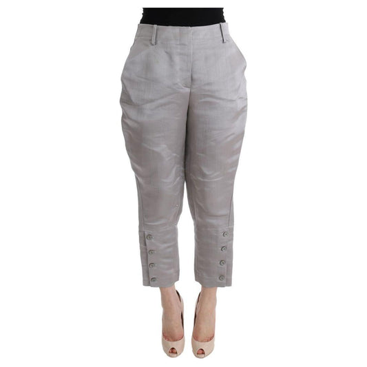 Ermanno Scervino Chic Gray Cropped Silk Pants Ermanno Scervino Rosy Brown