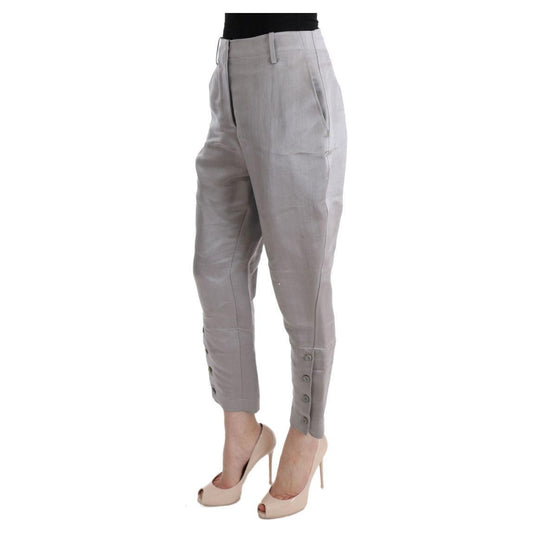 Ermanno Scervino Chic Gray Cropped Silk Pants Ermanno Scervino Light Slate Gray