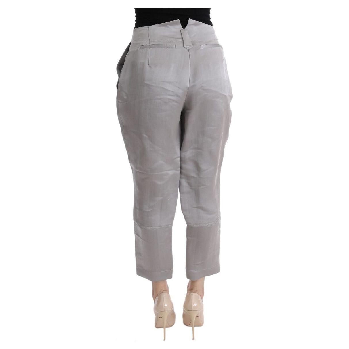 Ermanno Scervino Chic Gray Cropped Silk Pants Ermanno Scervino Dark Gray