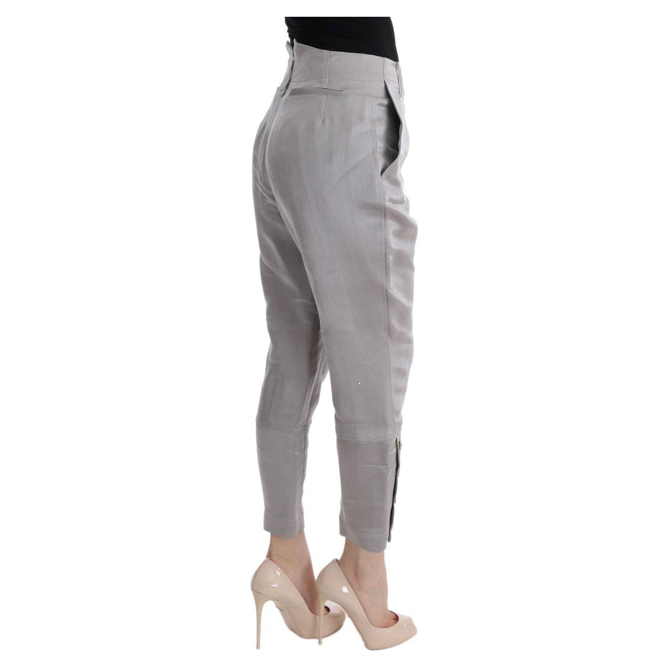 Ermanno Scervino Chic Gray Cropped Silk Pants Ermanno Scervino Light Slate Gray