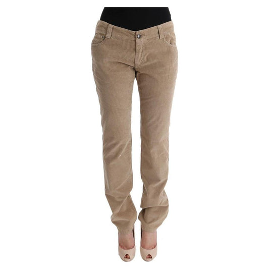 Ermanno Scervino Beige Regular Fit Luxe Trousers Jeans & Pants Ermanno Scervino Rosy Brown
