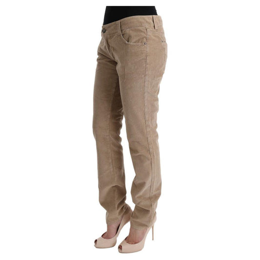 Ermanno Scervino Beige Regular Fit Luxe Trousers Jeans & Pants Ermanno Scervino Dim Gray