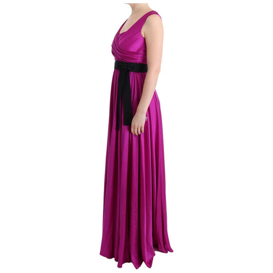 Dolce & Gabbana Elegant Pink Silk Gown Dress Dolce & Gabbana Maroon