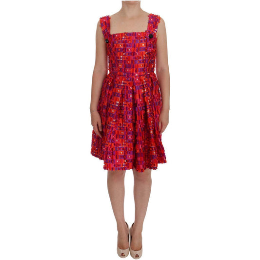 Dolce & Gabbana Elegant Pink A-Line Sleeveless Dress Dolce & Gabbana Brown