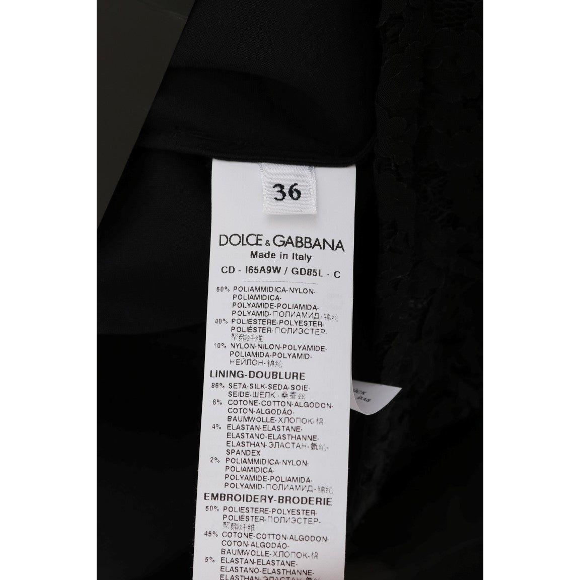 优雅黑色蕾丝心形贴花直筒连衣裙