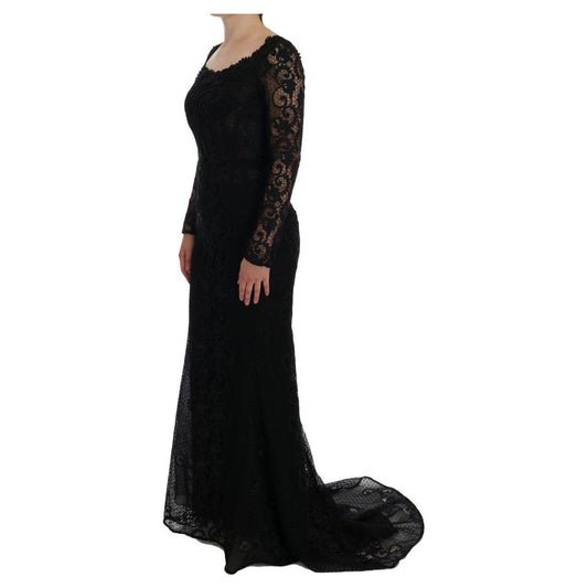 Dolce & Gabbana Elegant Full Length Black Sheath Maxi Dress Dolce & Gabbana Black
