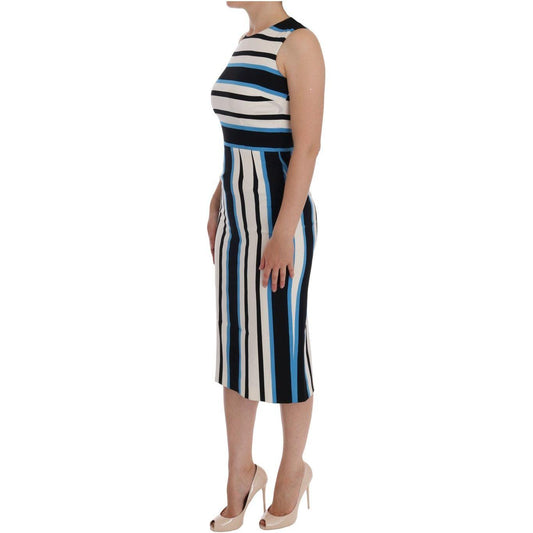 Dolce & Gabbana Chic Striped Silk Sheath Dress Dolce & Gabbana Rosy Brown