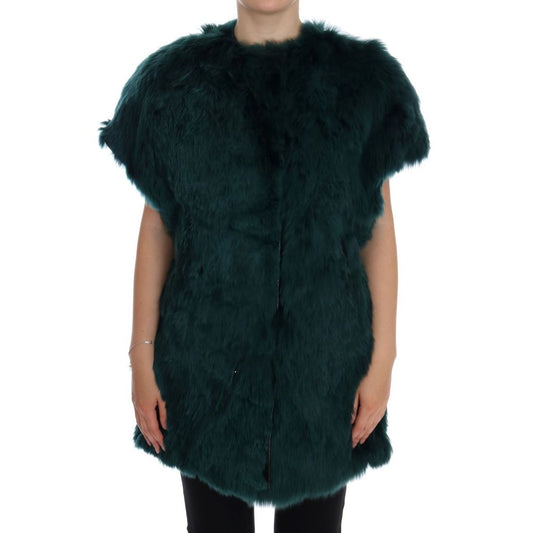 Dolce & Gabbana Green Alpaca Fur Vest Sleeveless Jacket