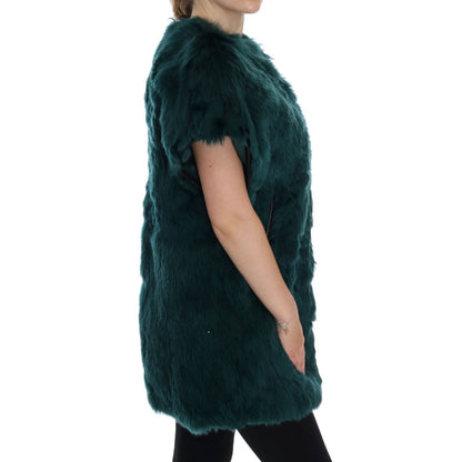 Dolce & Gabbana Green Alpaca Fur Vest Sleeveless Jacket