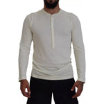 Dsquared² Beige Cotton Linen Long Sleeves Pullover Sweater Dsquared² Dark Gray