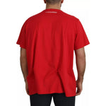 Dsquared² Red Printed Cotton Short Sleeves Crewneck T-shirt Dsquared² Firebrick