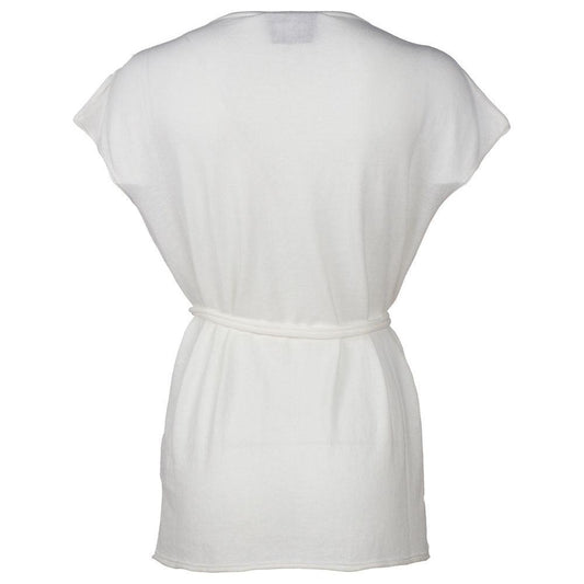 Alpha Studio White Cotton Dress Alpha Studio Light Gray