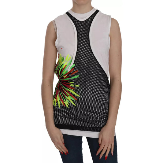 Dsquared² Black White Crew Neck Sleeveless Cotton Blouse1728,67345645728,Black/White,Clothing,Dsquared²,IT36|XXS,IT38 | XS,Material: 70% Cotton 30% Linen,Preowned / Defect,Sleeveless - T-Shirts - Clothing,T-Shirts - Clothing,Tops & T-Shirts - Women - Clot