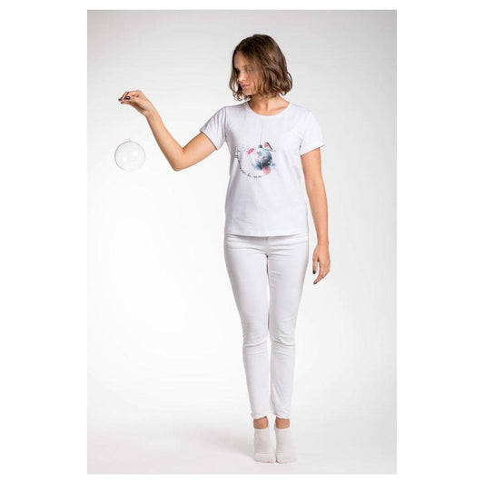 A.Tratti Chic White Stretch Viscose Tee A.Tratti Lavender