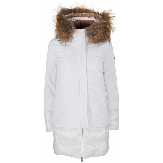 Yes Zee Chic Quilted Nylon Down Jacket with Fur Hood Yes Zee Light Gray
