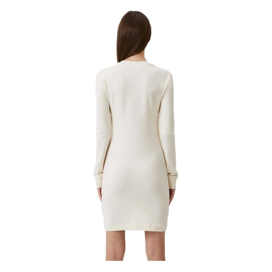 Love Moschino Chic White Cotton Blend Dress with Logo Accent Love Moschino Light Gray