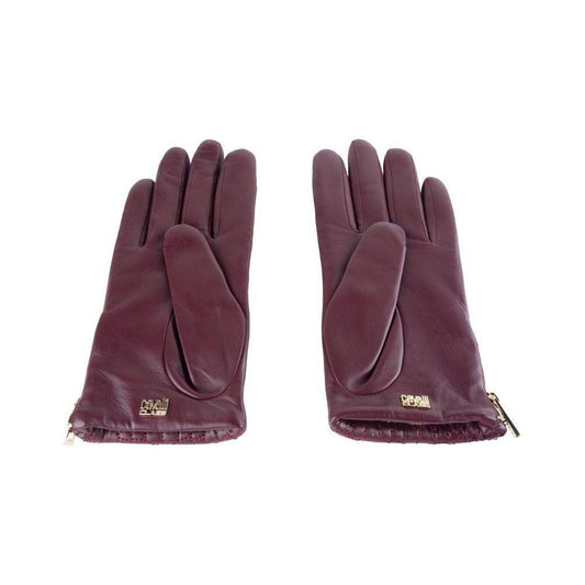 Cavalli Class Red Lambskin Women Glove Cavalli Class Dim Gray