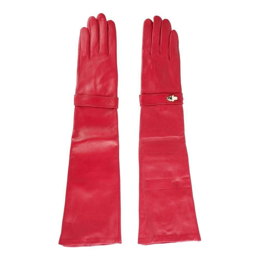 Cavalli Class Red Lambskin Women Glove Cavalli Class Maroon