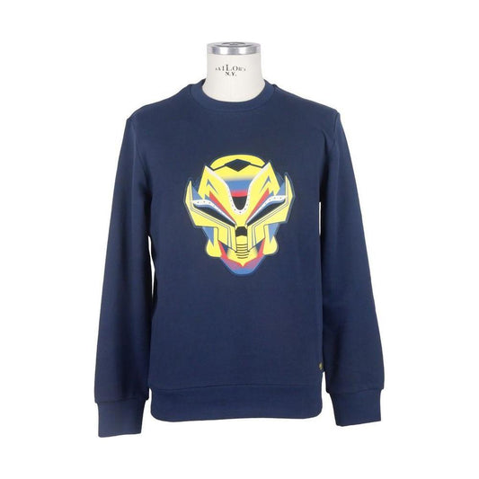 Bikkembergs Blue Cotton Men Sweater Bikkembergs Dark Slate Gray