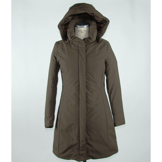 Emilio Romanelli Elegant Brown Polygon Jacket with Hood Emilio Romanelli Light Gray