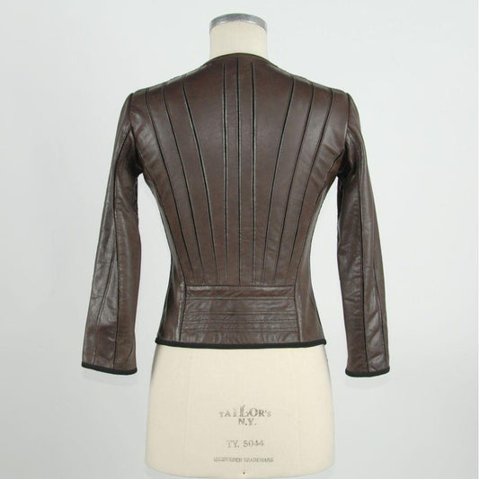 Emilio Romanelli Brown Leather Women Jacket Emilio Romanelli Dark Slate Gray