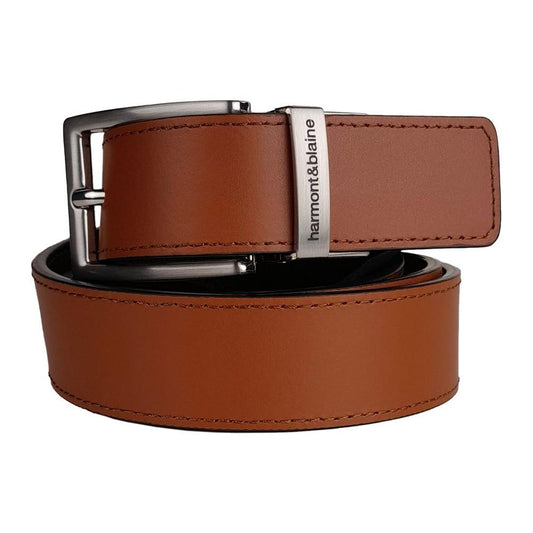 Harmont & Blaine Brown Calfskin Men Belt Harmont & Blaine Saddle Brown