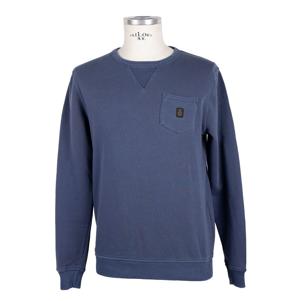 Refrigiwear Blue Cotton Men Sweater with Chest Pocket