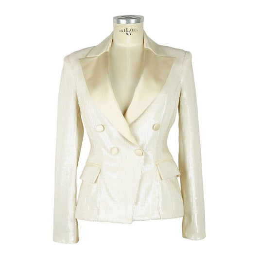 Elisabetta Franchi White Polyester Women Blazer Elisabetta Franchi Light Gray